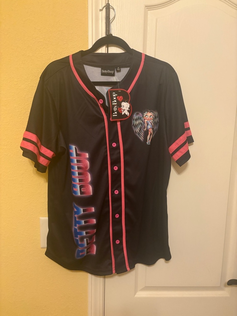 Betty Boop Black Jersey with Pink Accents and Blue Logo